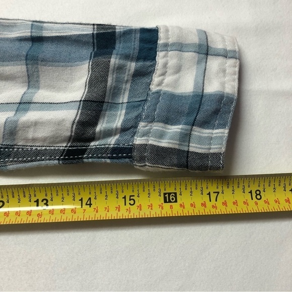 Garage Blue, Black & White Plaid Long Sleeve Button Down Shirt Size Small - Picture 6 of 8